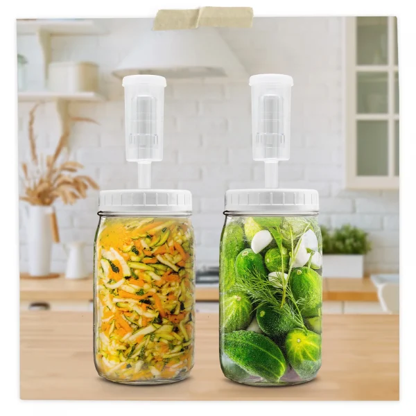 Wide Mouth Mason Jar Fermentation Lids And 3-Piece Airlocks - 2 Pack