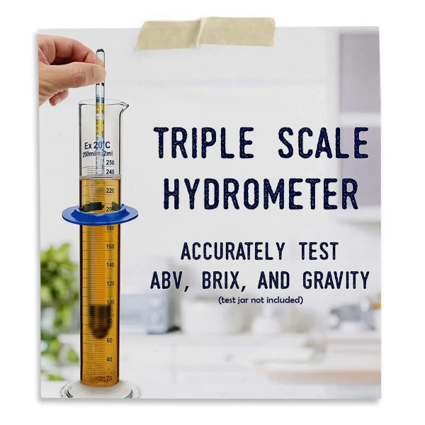 Triple Scale Hydrometer And Glass Test Jar Kit