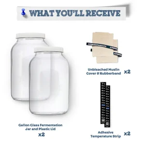 2 One Gallon Glass Kombucha Jar Set