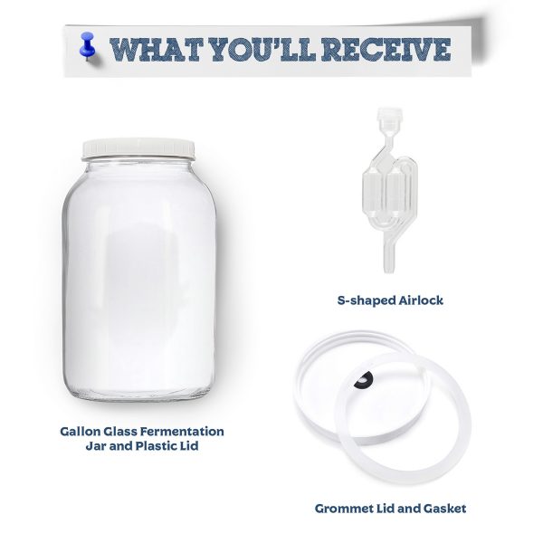 Glass Gallon Jar With Grommet Lid And S-Shaped Airlock