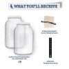 2 One Gallon Glass Kombucha Jars With Muslin Covers, Rubber Bands, And Temperature Strips