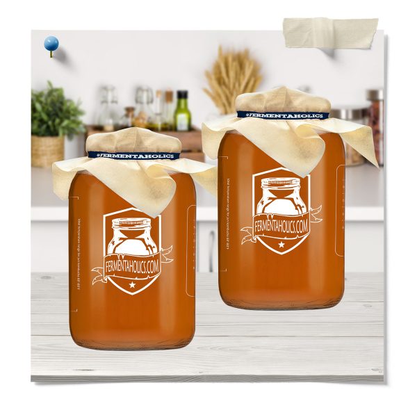 Printed Gallon Kombucha Glass Jar 2 Pack And Muslin Covers