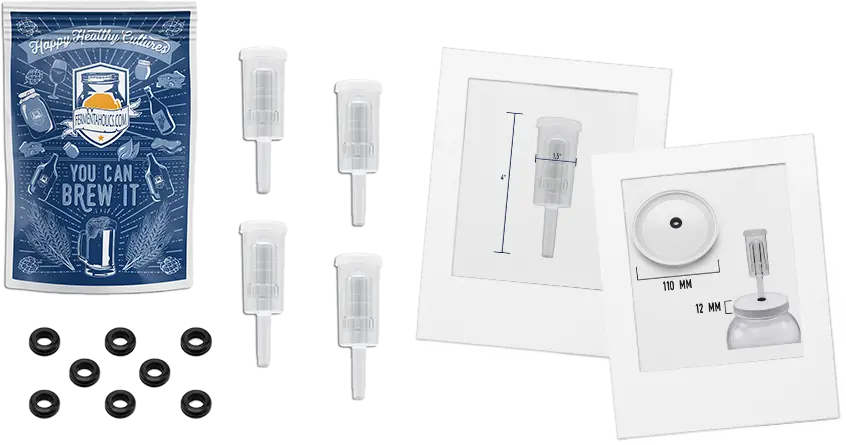 3-Piece Airlocks 4 With Grommets 8 Set