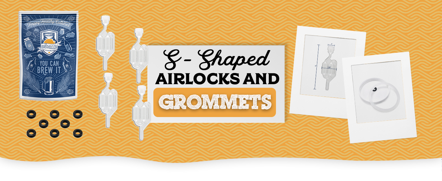 S-Shaped Airlocks 4 W Grommets 8