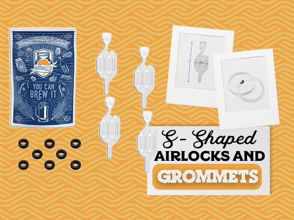 S-Shaped Airlocks 4 W Grommets 8