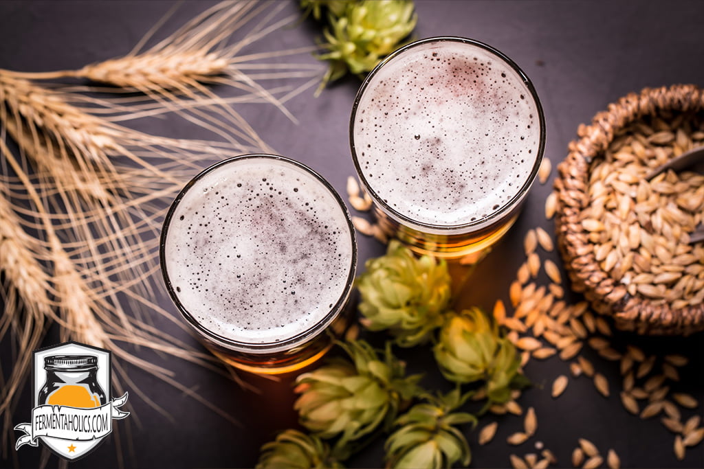 Draft Beer In a Pint Glass with Brewers Grain