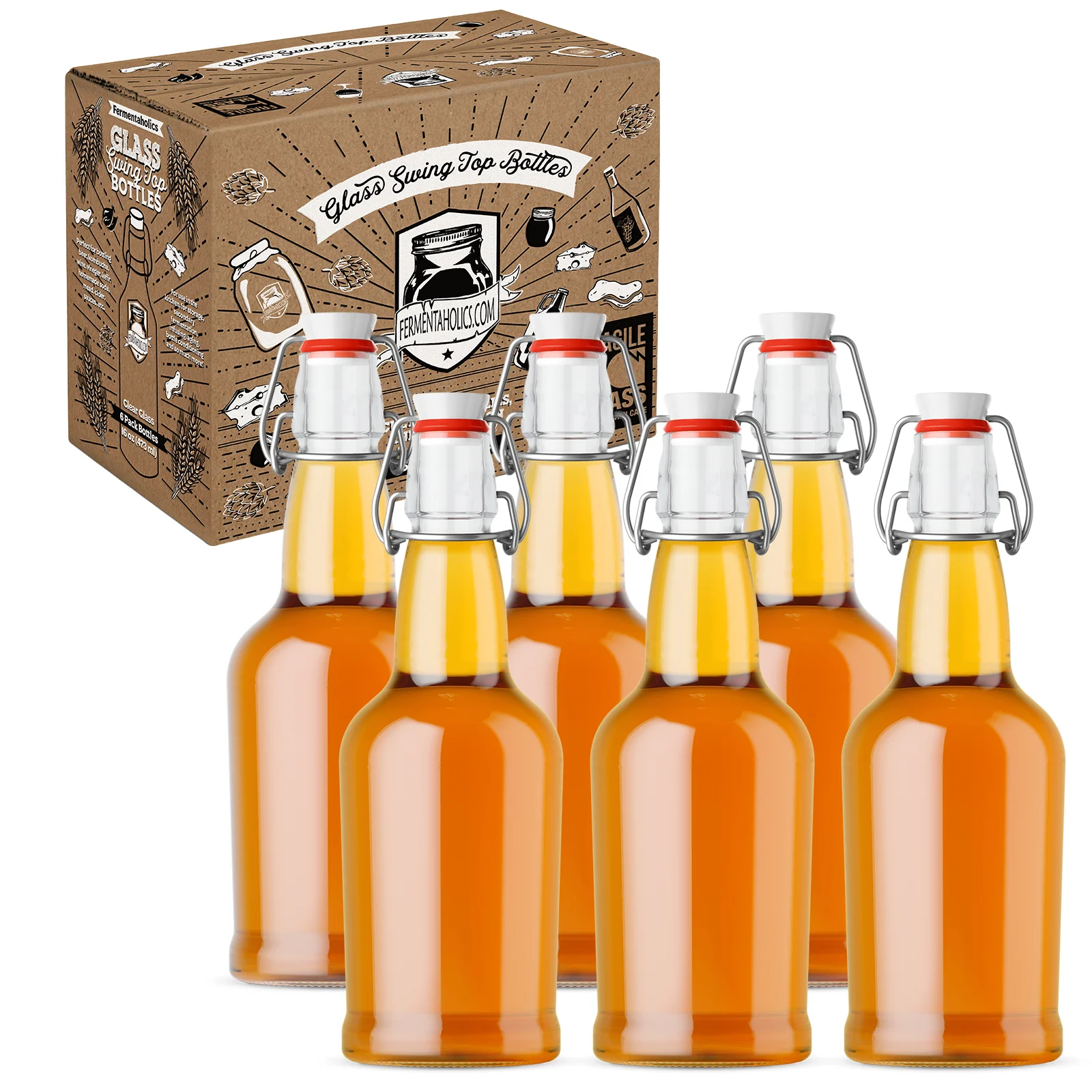 Clear Swing Top Bottles - 6 Pack Bottling Kit