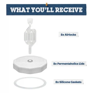 White Wide Mouth Mason Jar Fermentation Lids With S-Airlocks